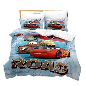 3D Cars Digital Printing Quilt Cover Pillowcase Three-piece Bedding Set Custom Printing