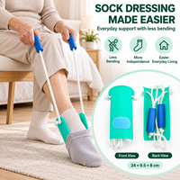 Aide à enfiler les chaussettes réglable en plastique avec poignées souples en EVA pour personnes âgées, handicapées, enceintes, patients souffrant de blessures à la hanche/dos, usage domestique
