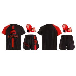 Costume d'entraînement de boxe pour garçons de 6 à 16 ans, t-shirt de boxe avec short et gants de boxe, pour la gym, le fitness, l'entraînement, la course à pied et le jogging - Product Image 4