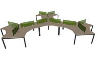 KALN 2026 Vina Green - Table de bureau ouverte avec pieds triangulaires, revêtement poudré, design personnalisé, vente directe usine
