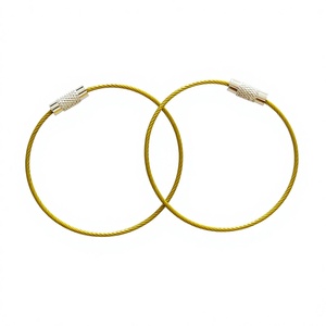 YIWANG jaune 150mm en acier inoxydable câble porte-clés câble métallique porte-clés - Product Image 1