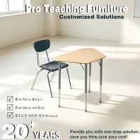 Ensemble de bureau et chaise d'école Pentagon réglables, table d'étude modulaire avec pieds chromés, mobilier de classe collaboratif