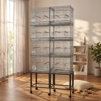 Cage à oiseaux en métal, grande cage à perroquets, portable, durable, avec revêtement en poudre, réglable, facile à assembler, design simple et solide