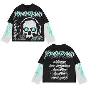 เสื้อยืดลายหัวกะโหลก Heavyweight 260gsm ผ้าคอตตอนเจอร์ซีย์ 100% คอกลม ทรงปกติ สกรีนโลโก้ได้ สตรีทแวร์ สำหรับผู้ชาย - Product Image 5