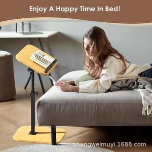 Wooden Height Adjustable Reading <b>Shelf</b> L-Shaped Minimalist Design Floor Mounted Home Office <b>Bedroom</b> Desk - Product Image 3