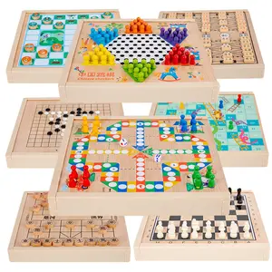 Tiktok hot sale 2 in 1 chess board game Go Game Backgammon monopoly Chinese Chess 31.5*31.5*5 cm wooden kids board games