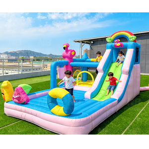 Château gonflable <span class=keywords><strong>pour</strong></span> enfants avec <span class=keywords><strong>toboggan</strong></span> aquatique, souffleur, <span class=keywords><strong>piscine</strong></span> et pistolet à eau <span class=keywords><strong>pour</strong></span> jeux en plein air - Product Image 4