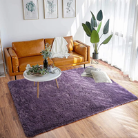 Tapis de luxe en peluche à poils longs, géométrique, moderne, couleur unie, grand tapis de sol en polyester de qualité supérieure pour chambre, chambre d'enfant, hôtel