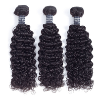 Rambut 12A keriting India Virgin keriting rambut manusia keriting 3 bundel (14 16 18 20 inci 285g) ekstensi rambut tidak diproses hitam alami