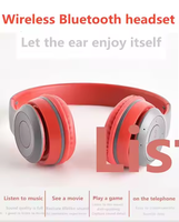 Headphone nirkabel P47 BT 5.2, headphone Audifonos dapat dilipat Bass Stereo earphone olahraga Headset hadiah anak perempuan dengan Mic P47