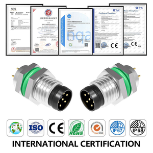 Conector Circular M8 de 6 Pines Macho para Montaje en Panel, Receptáculo PCB Impermeable IP68, Contactos de Latón Chapados en Oro - Product Image 5