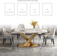 Ensemble de table à manger moderne en marbre rétractable assemblé, avec plateau en pierre frittée, mobilier de salle à manger rectangulaire de luxe, vente en gros