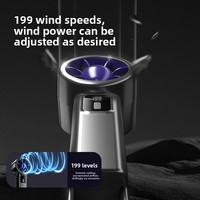 Nouveau ventilateur de bureau pliable à affichage numérique 199 vitesses, mini-ventilateur à turbine haute puissance, élégant et portable, 1000-1200mAh