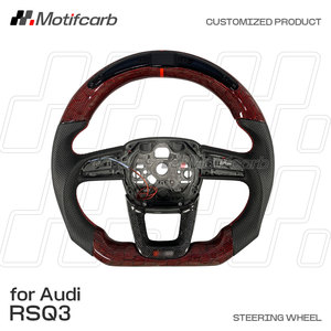 พวงมาลัยคาร์บอนไฟเบอร์สีแดงแบบกำหนดเองสำหรับ Audi SQ3 RSQ3 S5 RS5 S3 Q5 SQ2 SQ5 SQ7 RSQ3 RSQ8 ปี 2016-2024 พร้อมจอแสดงผล LED แสดงรอบเครื่องยนต์ - Product Image 2