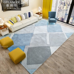 Alfombra de lana con diseño geométrico personalizado a mano para sala de estar, decoración del hogar, resistente a las manchas - Product Image 4