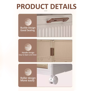 <strong>Large</strong> capacity <strong>Storage</strong> Cabinet Transparent Door <strong>Plastic</strong> <strong>Storage</strong> Cabinet <strong>Storage</strong> <strong>Container</strong> Kitchen Folding Cabinet - Product Image 5