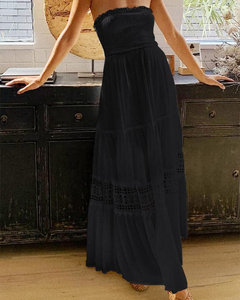 Abito Lungo da Donna Senza Spalline con Volant a Strati Stile Boho per Spiaggia e Feste Leggero Estivo Casual per Vacanze e Serate - Product Image 1