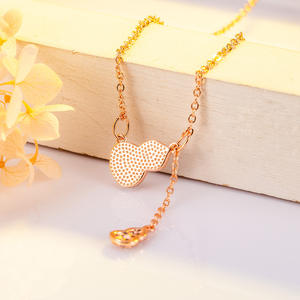 Ciondolo con nappine alla moda Gourd Shell madre acciaio inossidabile placcato platino collana ciondolo doppio disegno zucca catena Figaro - Product Image 3