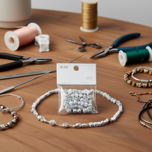 Perline Ilan a Forma di Dado 8x8mm Bianche per Creazione di Gioielli, Circa 17g, Rif. 30451 - Product Image 3