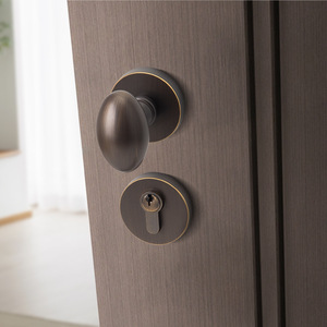 Serratura Silenziosa Interna in Ottone - Serratura <span class=keywords><strong>Vintage</strong></span> Americana per Porta Doppia con Pomello a Sfera in Bronzo Antico - Product Image 5