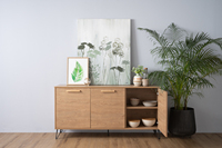 Industrielles Sideboard in Eichenfarbe SAMOS 1,49M mit Metallbeinen Skandinavisches Modernes Design Buffetschrank für Esszimmer und Wohnzimmer