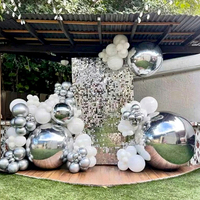 Boule miroir gonflable géante argentée brillante, grand ballon disco pour la décoration d'événements et de fêtes