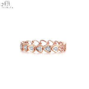 Nueva Colección de Joyería al por Mayor, Diseño de Corazón, Oro Rosa Sólido de 18K, Diamantes Naturales Reales, Anillo Apilable - Product Image 2