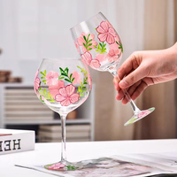 Verres à vin et gobelets à vin peints à la main par Daize Artistic avec motifs floraux, 1 pièce pour usage domestique et cadeau