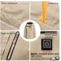 Chaqueta con capucha de forro polar softshell impermeable para mujer, con calefacción eléctrica a batería, cuello alto, cierre de cremallera, talla XL, tela teñida
