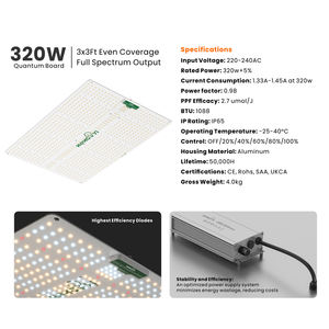 Hongyi 320w לוח קוונטי הוביל לגדול ספקטרום מלא אור + ir ppe 2.7umol/j לגדול אורות לגידול צמח מקורה - Product Image 3