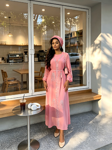 Vestido de Chifón con Estampado en Caliente para Mujer, Estilo Islámico, Elegante y a la <span class=keywords><strong>Moda</strong></span>, para Verano 2026, Dubai, Arabia Saudita - Product Image 4