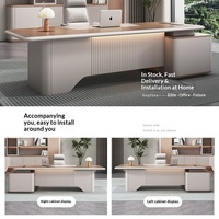 Bureau de direction minimaliste moderne pour hommes avec table d'appoint, bureau de bureau en bois personnalisable de petite taille pour les présidents/directeurs