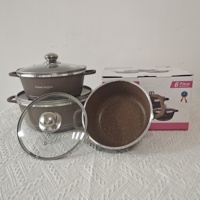 Ensemble de casseroles en aluminium moulé Master Star Best Value, 6 pièces, 20/24/28 cm, ultra antiadhésif, pour cuisinière à gaz, écologique