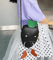 Sac à bandoulière mignon et portable pour filles, en cuir PU, motif carotte de dessin animé, avec doublure en coton, et porte-monnaie