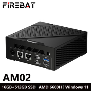FIREBET AM02 Mini PC 16GB + 512GB SSD 6600H <span class=keywords><strong>Windows</strong></span> 11 Sistema EU US Adaptador Gaming <span class=keywords><strong>Computer</strong></span> Mini PC - Product Image 2