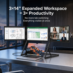 Oem portable screen travel triple monitor for laptop screen extender with Stand Foldable Office <b>Hdmi</b> Quad Outdoor <b>Usb</b>-<b>C</b> 14 Inch - Product Image 5