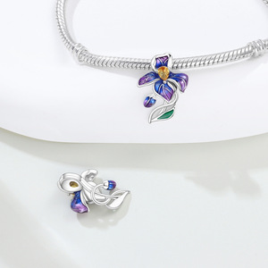 อุปกรณ์เสริมสร้อยข้อมือ DIY ระดับไฮเอนด์ ดีไซน์เฉพาะตัว ประดับด้วยลูกปัดรูปดอกไอริส จี้สำหรับสาวๆ - Product Image 5