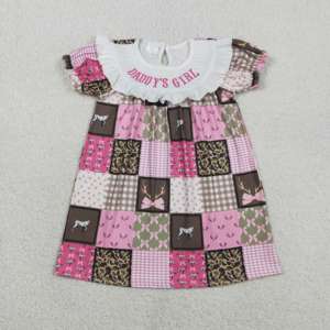 Vestido Tipo Romper de Verano para Niñas, Diseño Floral, Algodón, Estilo Smocked, RTS Hunting Daddy's Girl, Venta al Por Mayor ODM - Product Image 1
