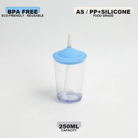 Gobelet compact portable pour enfants en plastique minimaliste de qualité alimentaire sans BPA résistant aux hautes températures 250ML avec paille