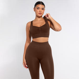 Комплект для йоги Vractivewholesale: бесшовные леггинсы с высокой талией и спортивный топ для тренировок - Product Image 3