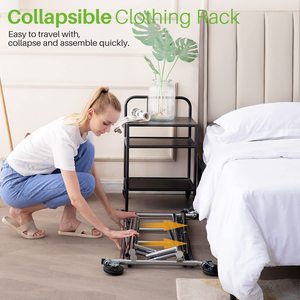 <strong>Clothing</strong> Garment Racks <strong>Heavy</strong> <strong>Duty</strong> Double <strong>Rails</strong> Adjustable Collapsible Rolling Clothes Rack on Wheels Adjustable Clothes Rack - Product Image 5