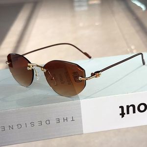 Retro Women Sunglasses Round <b>Frameless</b> Metal Rimless Sun Glasses Woman UV400 Gradient 2026 High Quality - Product Image 3