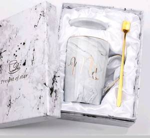 Set <span class=keywords><strong>di</strong></span> Tazze in Ceramica Stile Europeo con Motivo Marmorizzato, <span class=keywords><strong>Regalo</strong></span> per Matrimonio e San Valentino, Tazze da Caffè per Coppie, Personalizzazione Logo Disponibile - Product Image 6
