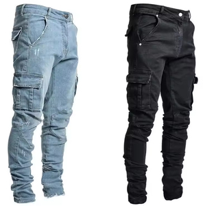 Pantalons décontractés <span class=keywords><strong>pour</strong></span> hommes Vêtements de grande taille usés Jeans cargo micro-élastiques serrés coupe slim <span class=keywords><strong>pour</strong></span> hommes - Product Image 1