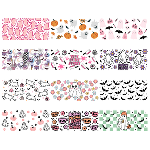 Diseños aleatorios Set Cupwraps mixtos-Calcomanía de copa de Halloween de 16oz-Transferencia de pegatinas UV DTF-Decoración de calcomanías de vaso personalizado - Product Image 1