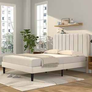 Каркас для кровати с регулируемым изголовьем, бархатный матрас на платформе - Product Image 5