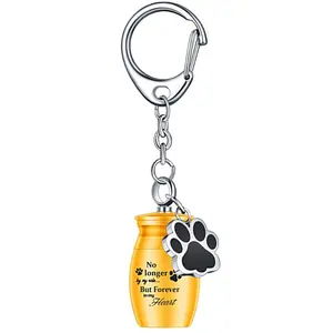 Wholesale custom Dog Cremation Stainless Steel Waterproof pet urn key chains For Ashes Pendant Pet Key Chains Keepsake Memorial