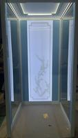 Porte battante en verre trempé, panneau de plafond LED, cadre en alliage d'aluminium avec main courante en acier inoxydable, cabine d'observation panoramique