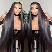 Perruques Lace Front en Cheveux Humains Vietnamiens Bruts, Simple Trame, Lisses Comme des Baguettes, Originales et de Luxe, pour Femmes Noires