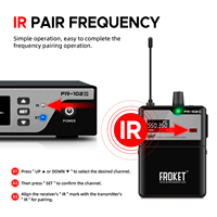 Système de sonorisation professionnel portable sans fil à 2 canaux FR-102 avec moniteur intra-auriculaire et microphone à condensateur 120 dB, casque métallique